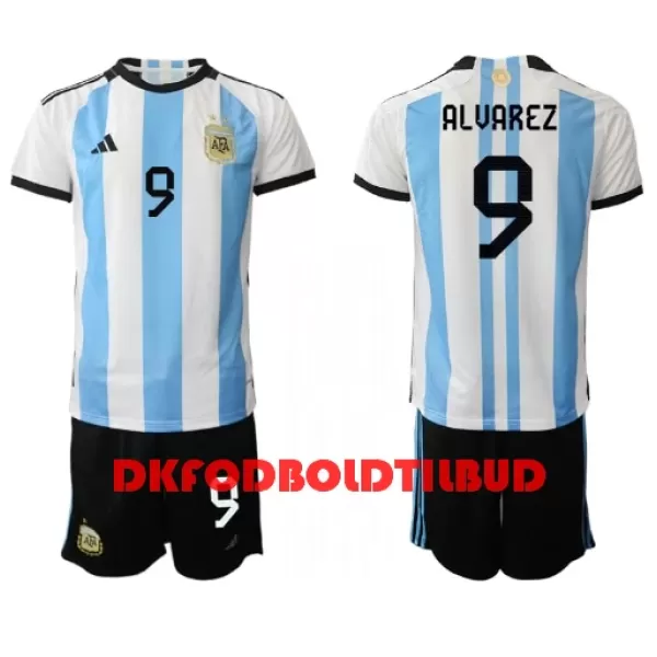 Argentina Julian Alvarez 9 Fodboldtrøje Børn Hjemmebane VM 2022