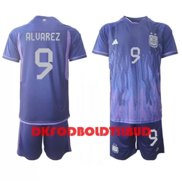 Argentina Julian Alvarez 9 Fodboldtrøje Børn Udebane VM 2022