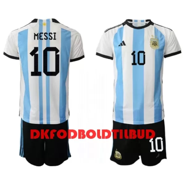 Argentina Lionel Messi 10 Fodboldtrøje Børn Hjemmebane VM 2022