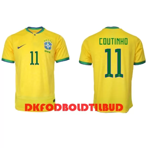 Brasilien Philippe Coutinho 11 Fodboldtrøje Herre Hjemmebane VM 2022