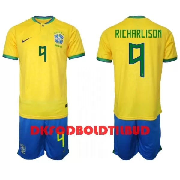 Brasilien Richarlison 9 Fodboldtrøje Børn Hjemmebane VM 2022