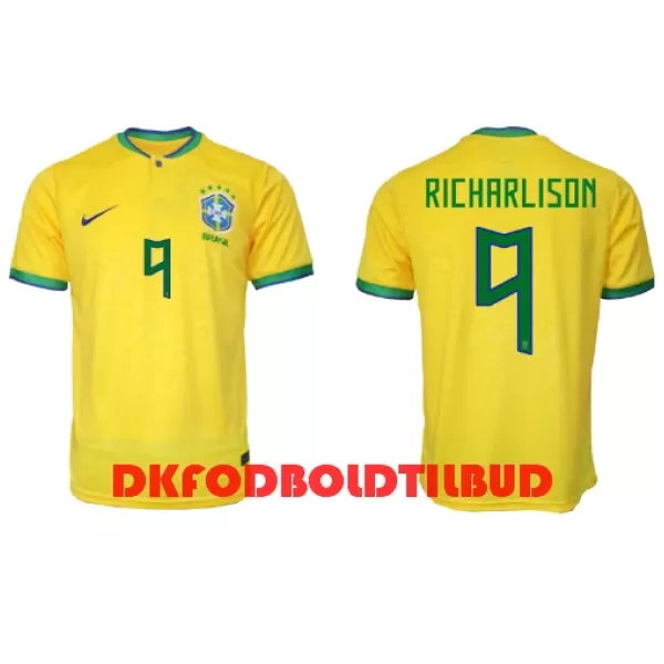 Brasilien Richarlison 9 Fodboldtrøje Herre Hjemmebane VM 2022