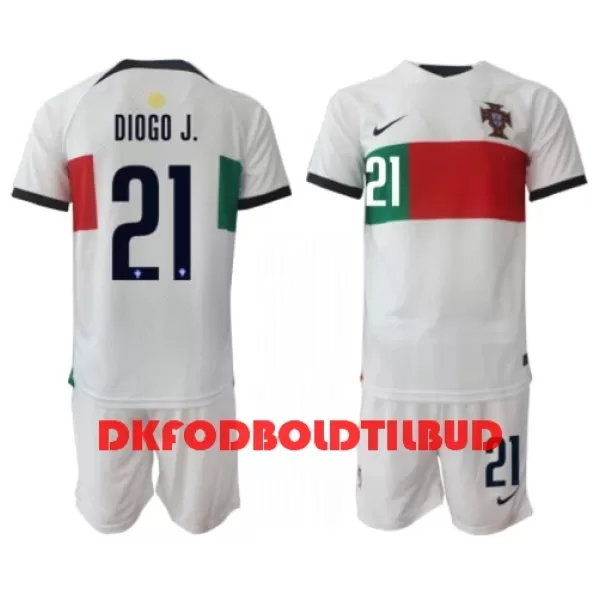 Portugal Diogo Jota 21 Fodboldtrøje Børn Udebane VM 2022