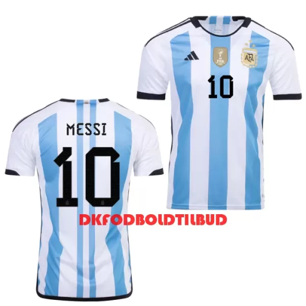 Argentina 3 Star Messi 10 Fodboldtrøje Herre Hjemmebane VM 2022