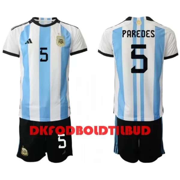 Argentina Leandro Paredes 5 Fodboldtrøje Børn Hjemmebane VM 2022