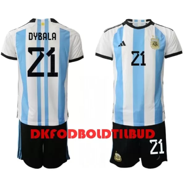 Argentina Paulo Dybala 21 Fodboldtrøje Børn Hjemmebane VM 2022