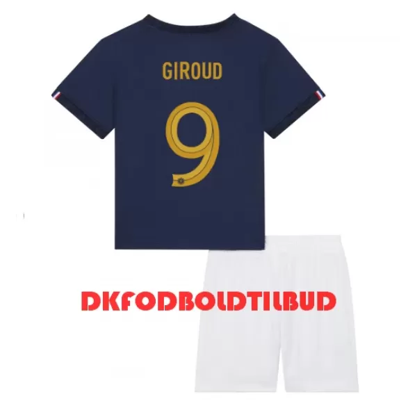 Frankrig Olivier Giroud 9 Fodboldtrøje Børn Hjemmebane VM 2022