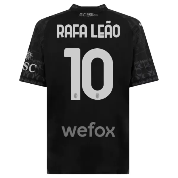 AC Milan Rafael Leao 10 Fodboldtrøje Børn Fjerde 23/24 Sort