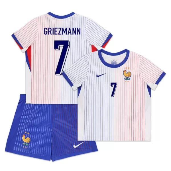 Frankrig Griezmann 7 Fodboldtrøje Børn Udebane EM 2024