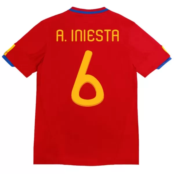 Spanien A. Iniesta 6 2010 Fodboldtrøje Herre Hjemmebane Retro